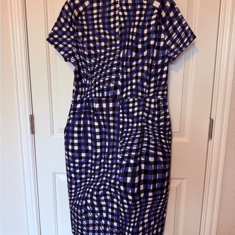 LK Bennett Blue and White Check Kaleigh Dress - Picture 4 of 5